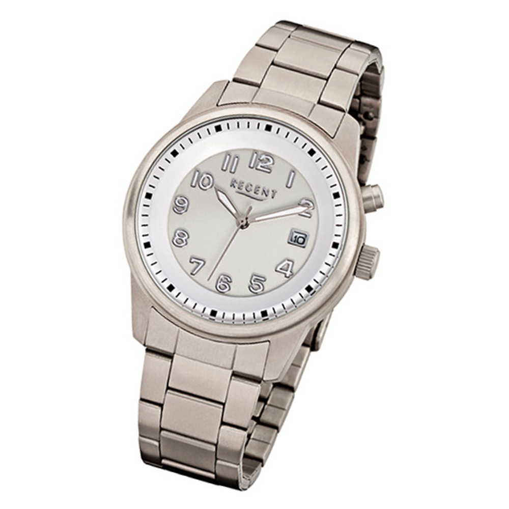 Regent Herren-Armbanduhr 32-F-839 Quarz-Uhr Titan-Armband silber grau URF839