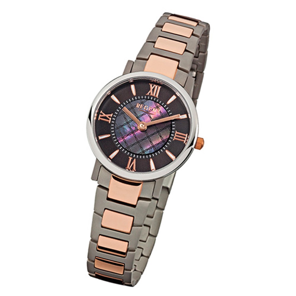 Regent Damen-Armbanduhr F-854 Quarz-Uhr Titan-Armband schwarz URF854