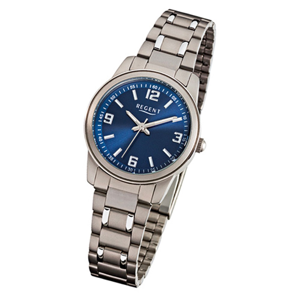 Regent Damen-Armbanduhr - Titan-Uhren - Quarz Titan silber grau URF857