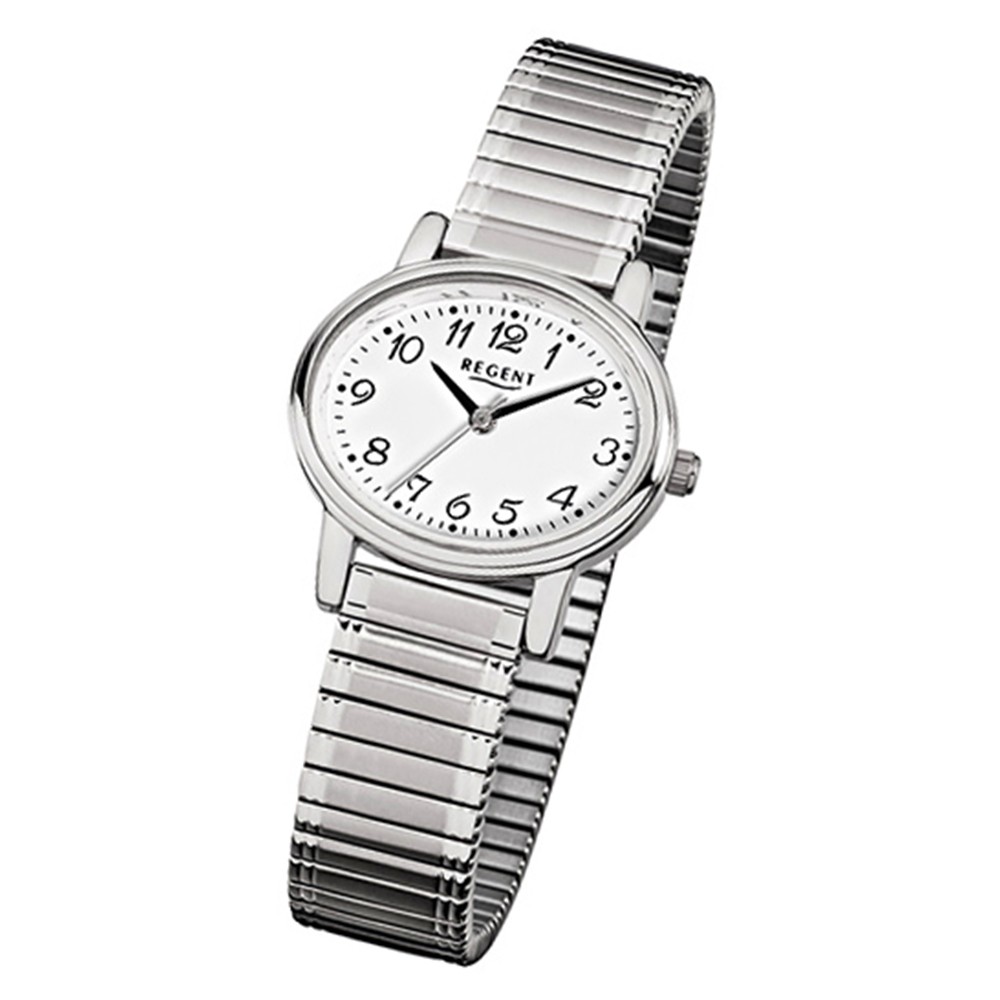 Regent Damen-Armbanduhr F-891 Quarz-Uhr Stahl-Armband silber URF891
