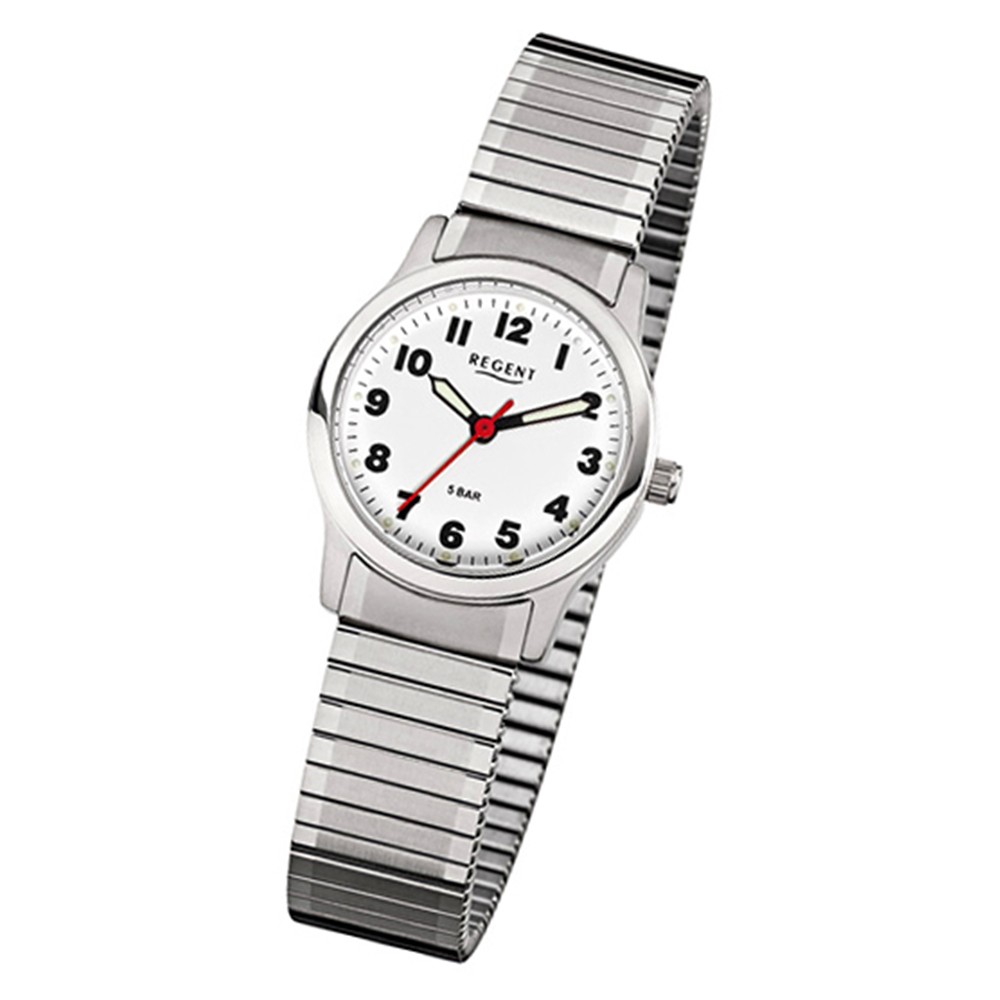 Regent Damen-Armbanduhr F-898 Quarz-Uhr Stahl-Armband silber URF898