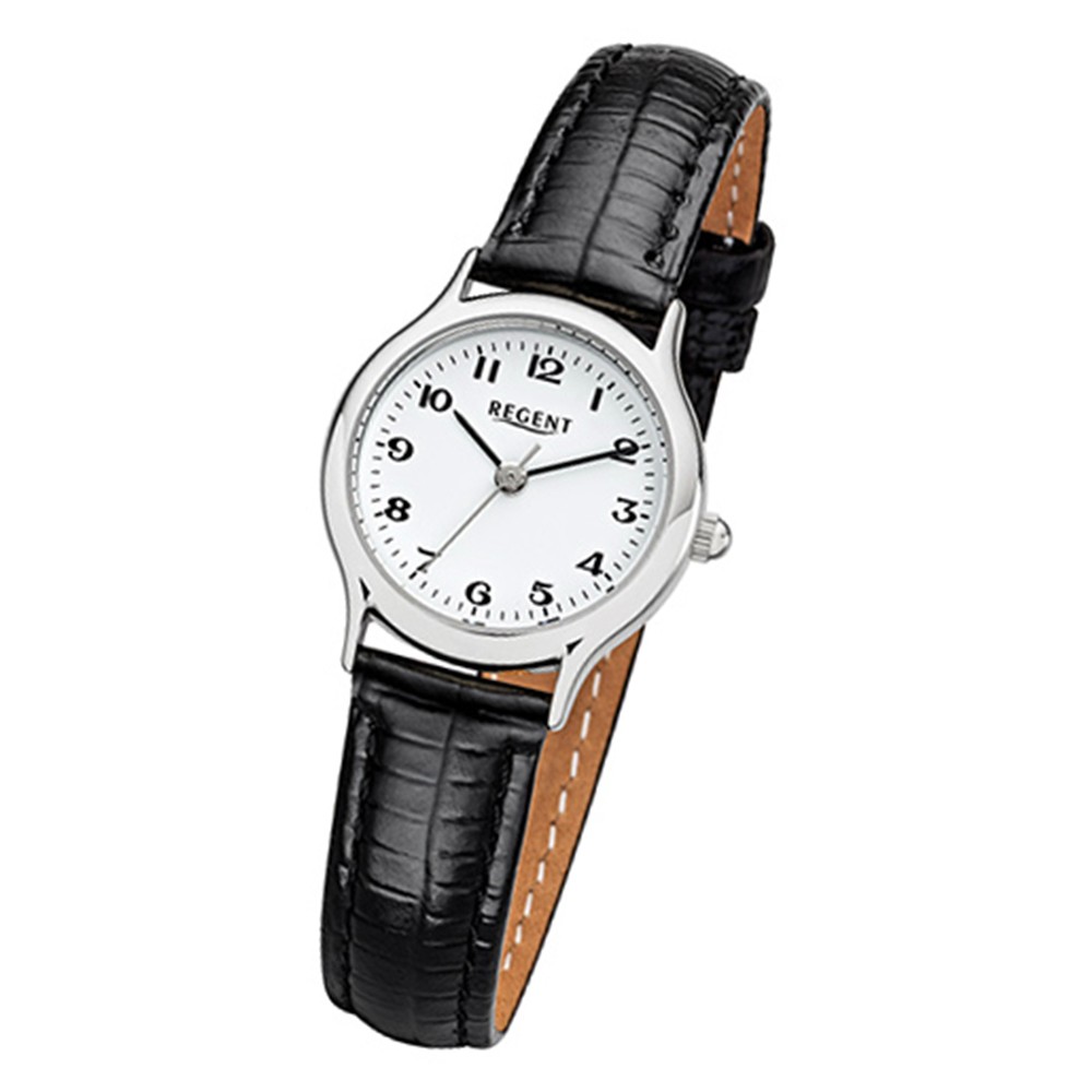 Regent Damen-Armbanduhr F-972 Quarz-Uhr Mini Leder-Armband schwarz URF972