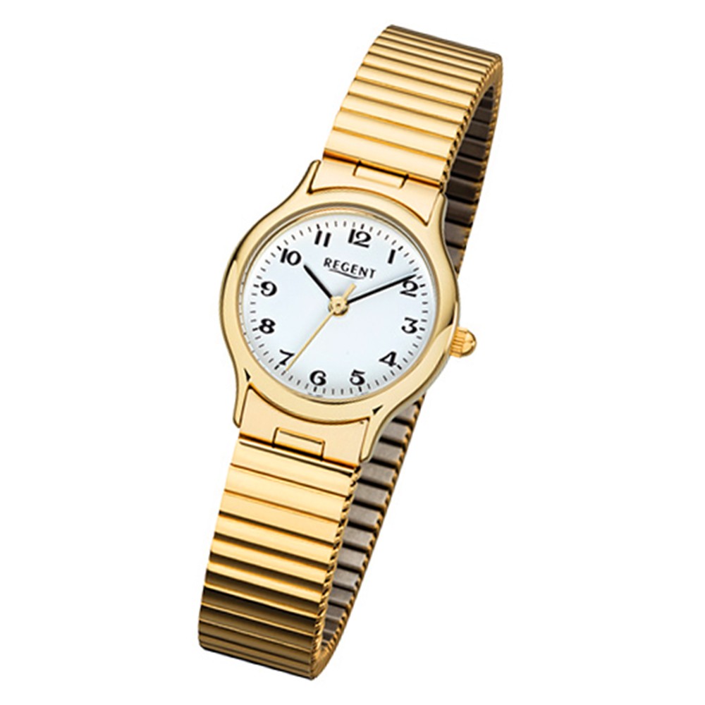 Regent Damen-Armbanduhr F-974 Quarz-Uhr Mini Stahl-Armband gold URF974