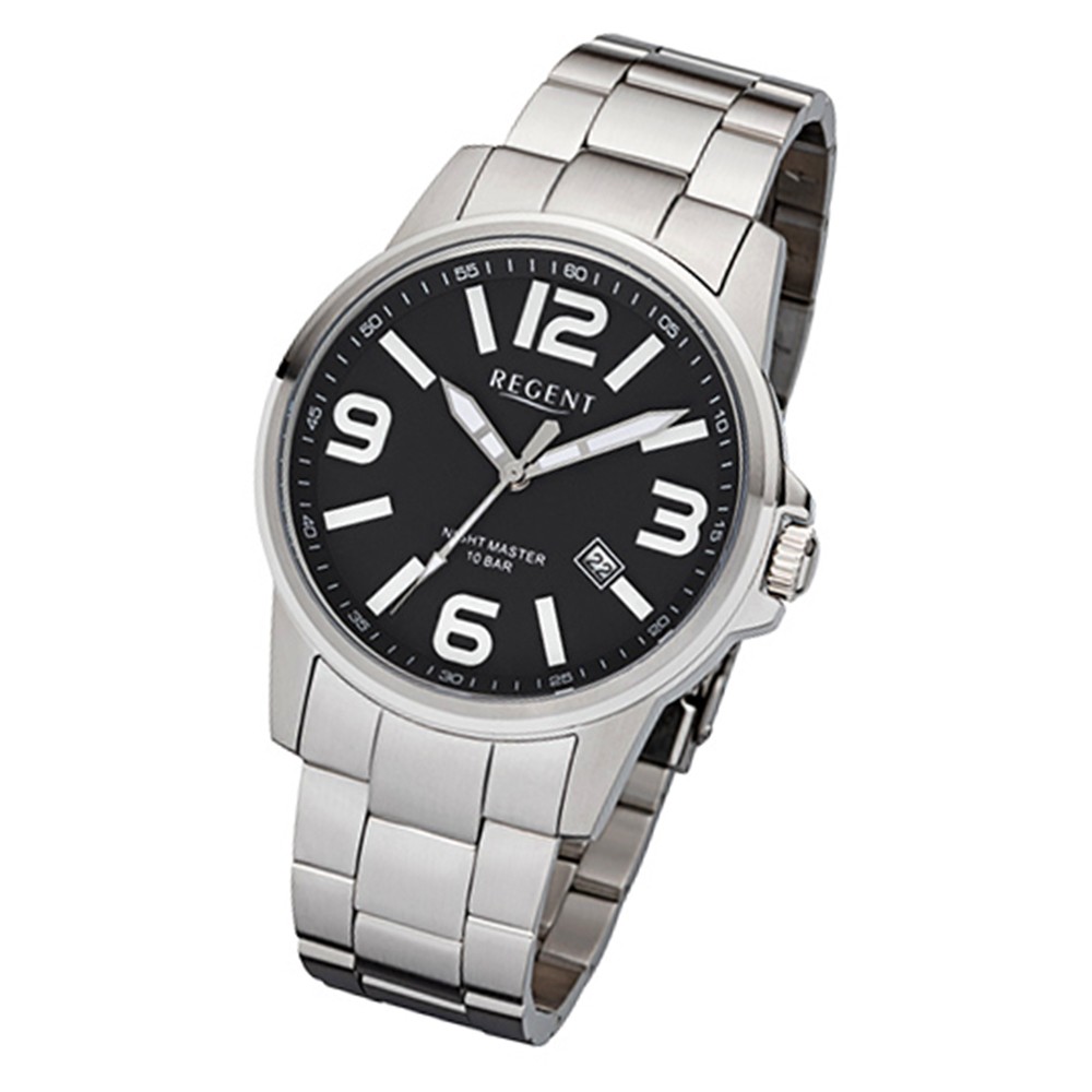 Regent Herren-Armbanduhr 32-F-997 Quarz-Uhr Edelstahl-Armband silber URF997