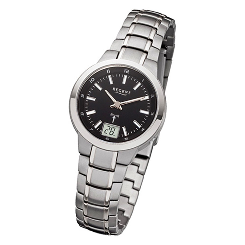 Regent Damen-Armbanduhr 32-FR-190 Funkuhr Edelstahl-Armband silber URFR190