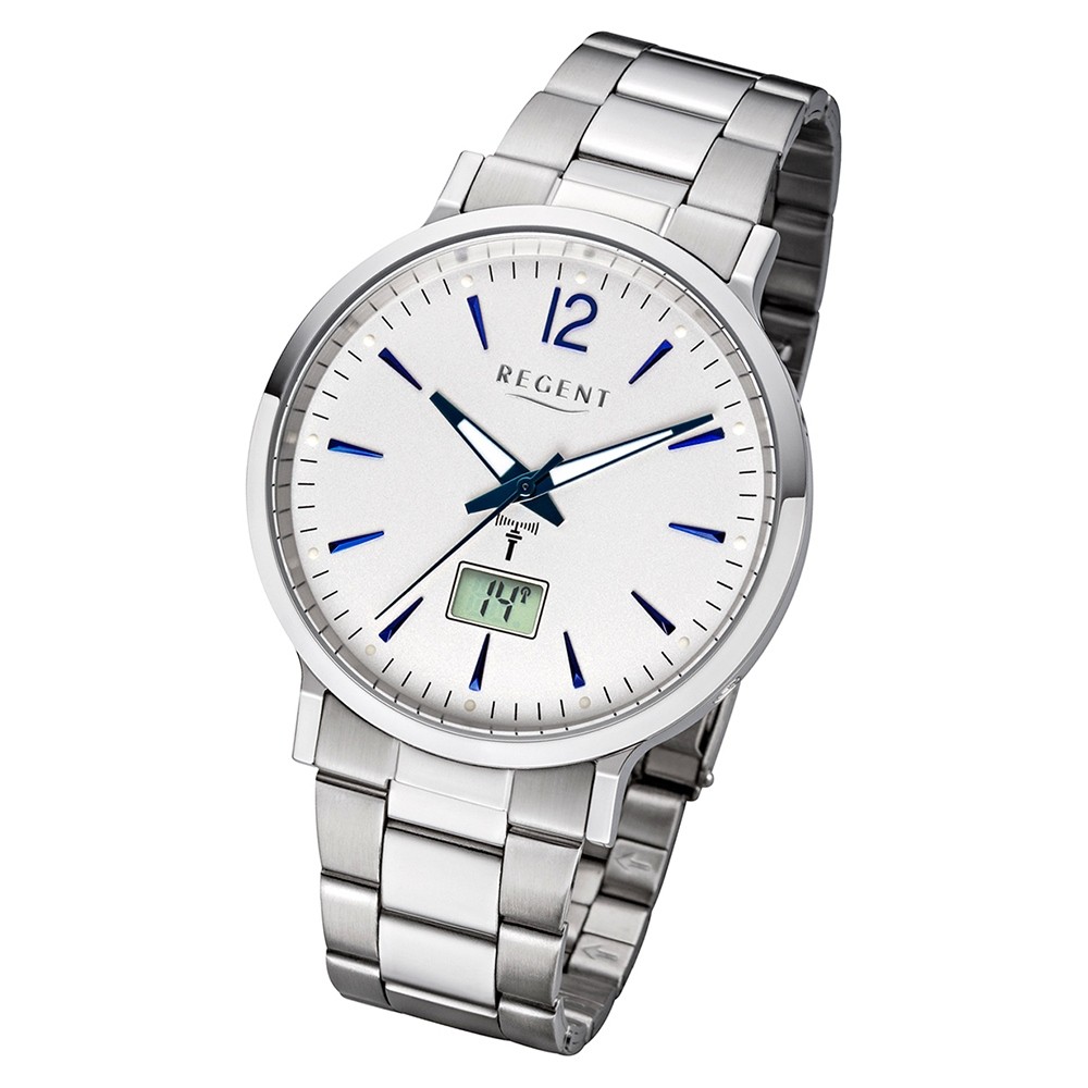 Regent Herren Funkuhr Analog-Digital FR-246 Funk-Uhr Metall silber URFR246