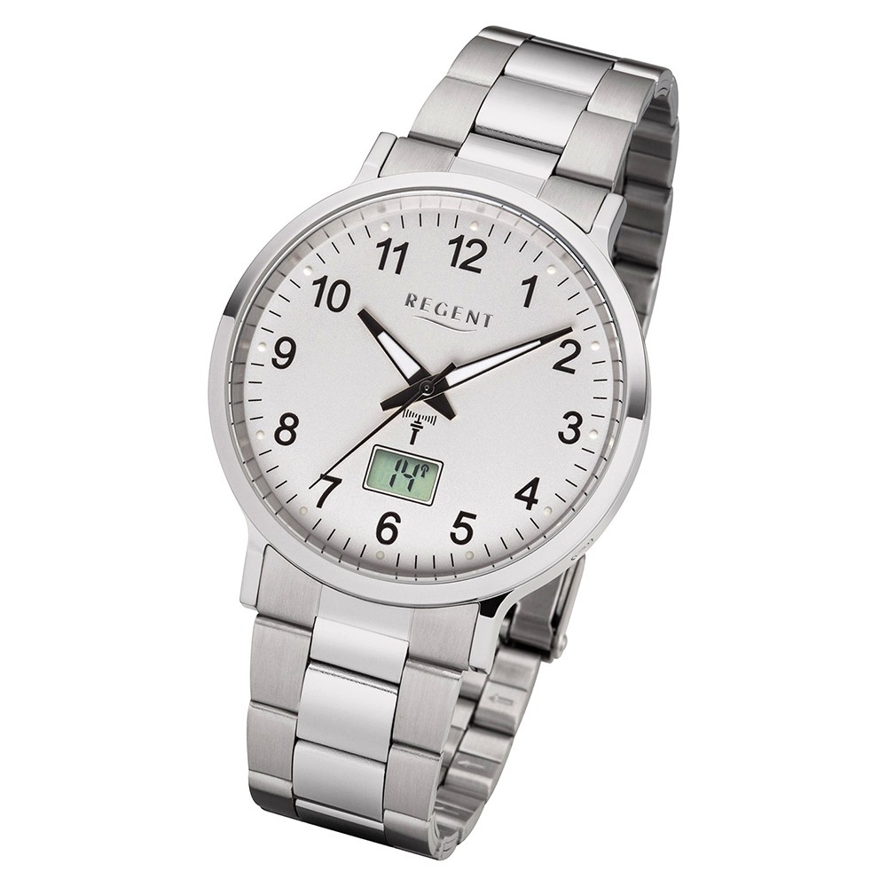 Regent Herren Funkuhr Analog-Digital FR-248 Funk-Uhr Metall silber URFR248
