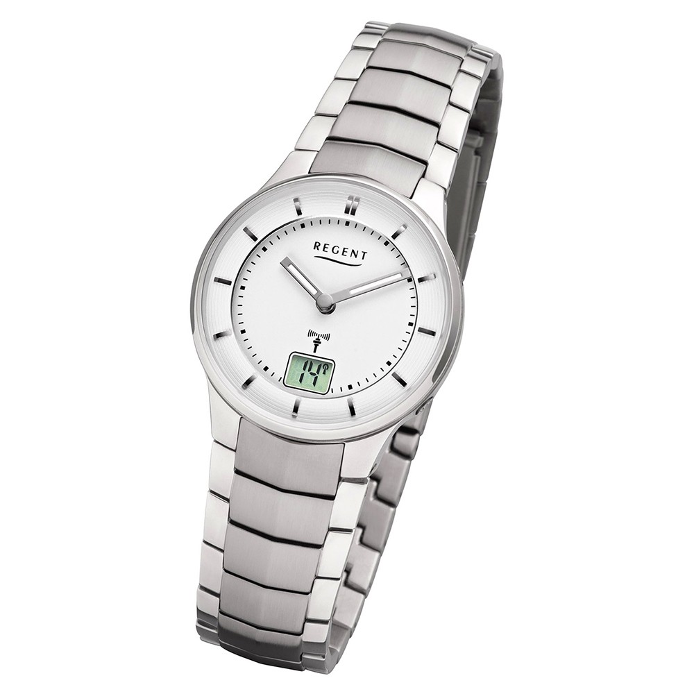 Regent Damen Funkuhr Analog-Digital FR-262 Funk-Uhr Metall silber URFR262