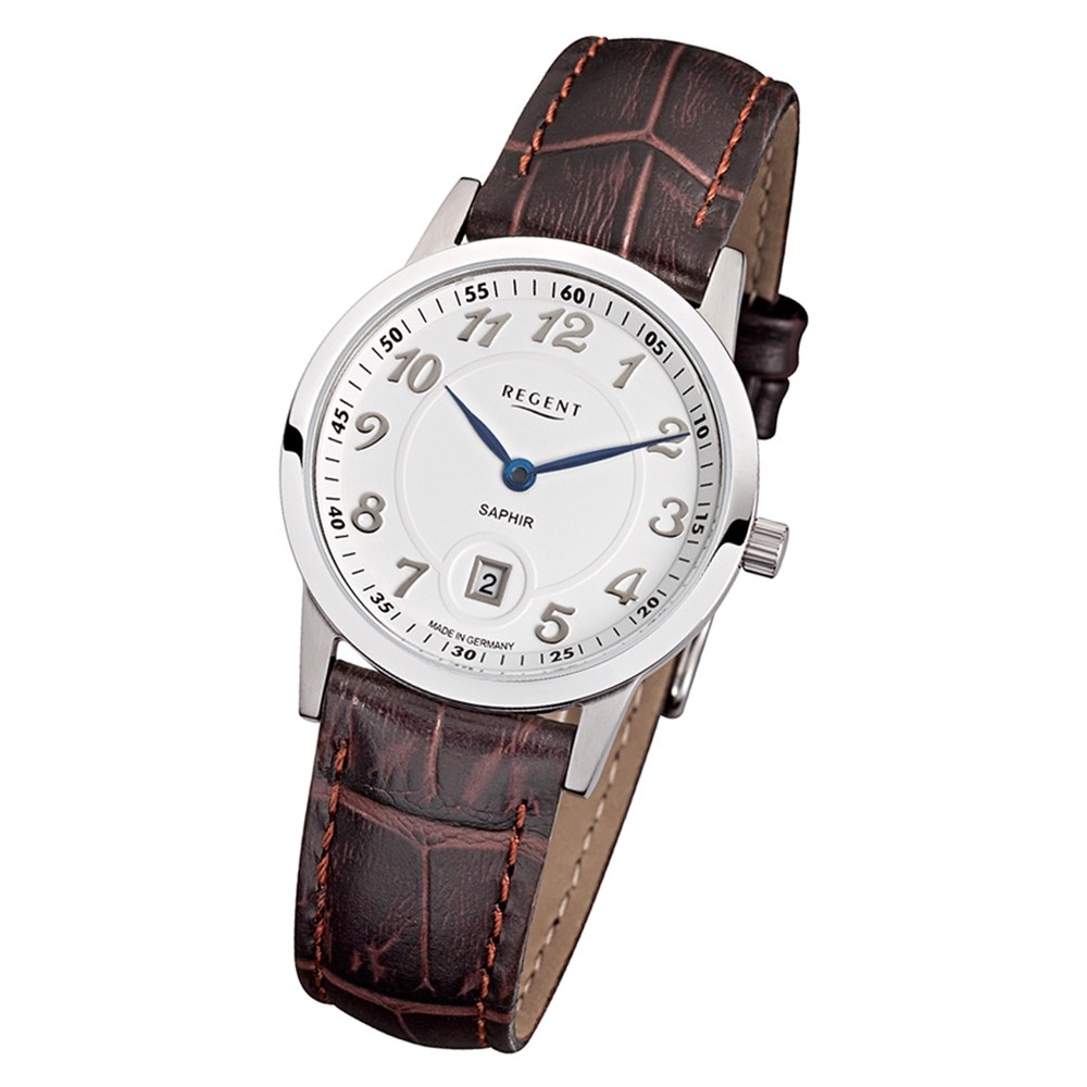 Regent Damen Armbanduhr Analog GM-1406 Quarz-Uhr Leder braun URGM1406