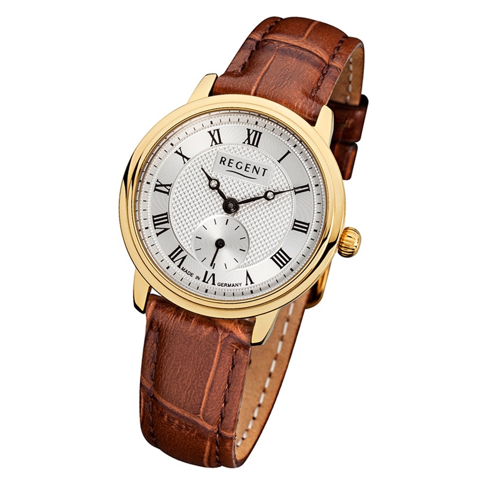 Regent Damen Armbanduhr Analog GM-1445 Quarz-Uhr Leder braun URGM1445
