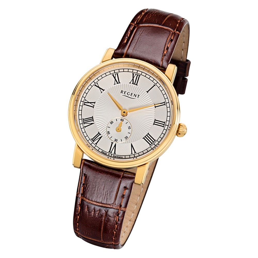 Regent Damen Armbanduhr Analog GM-1607 Quarz-Uhr Leder braun URGM1607