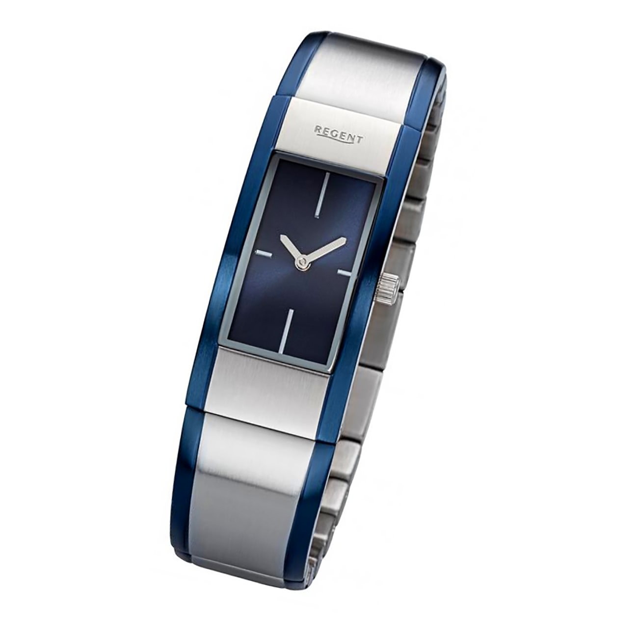 Regent Damen Armbanduhr Analog GM-2102 Quarz-Uhr Metallband blau silber URGM2102
