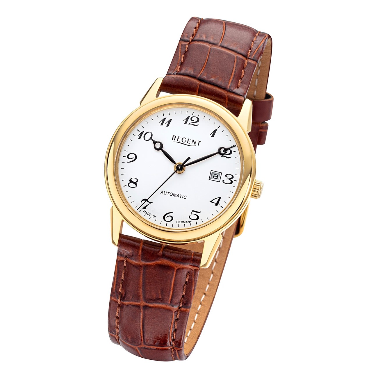 Regent Damen Armbanduhr Analog GM-2116 Automatik Lederband braun URGM2116