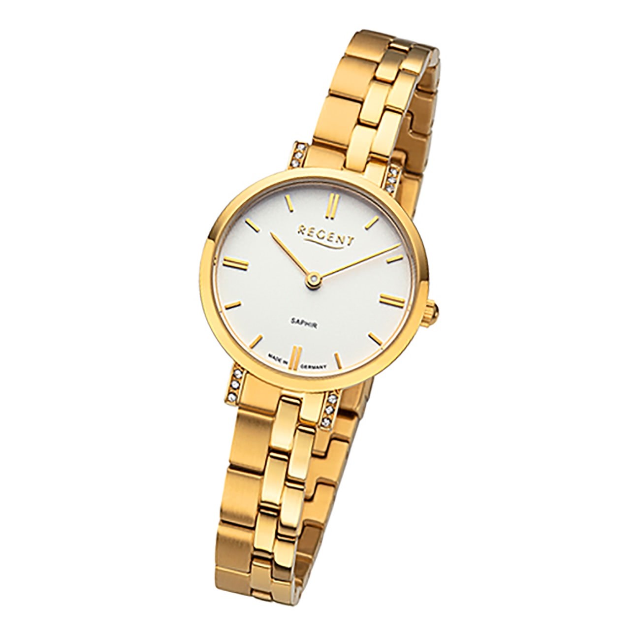 Regent Damen Armbanduhr Analog GM-2122 Quarz-Uhr Metallband gold URGM2122