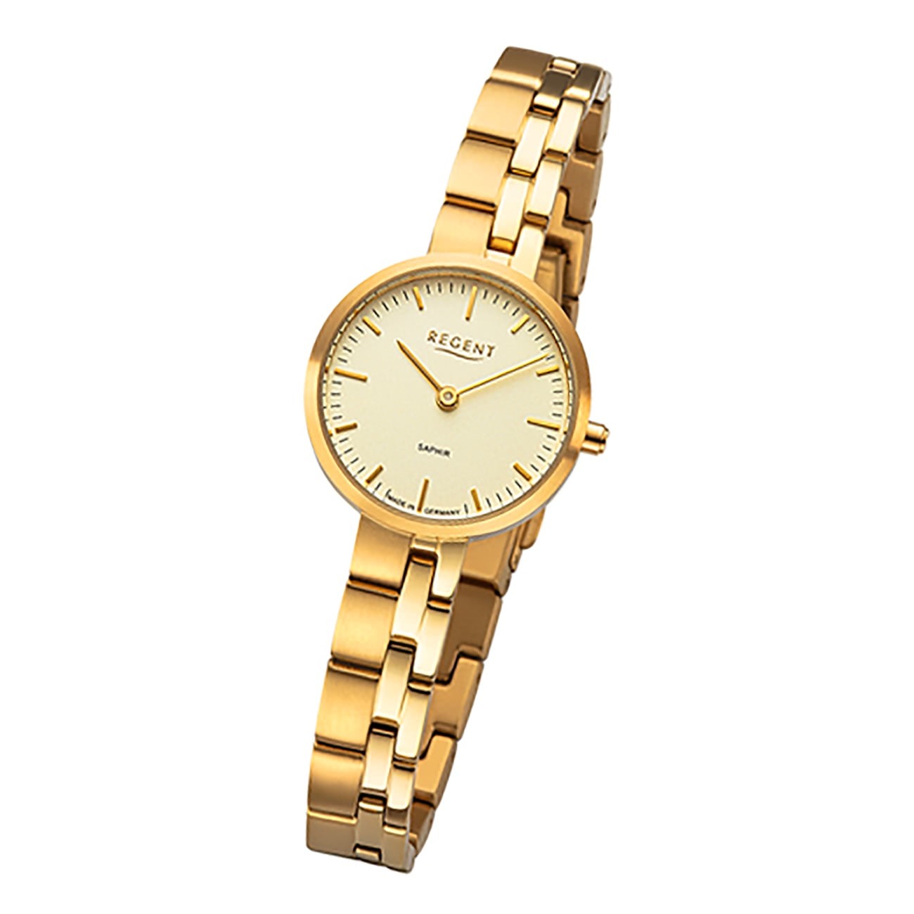 Regent Damen Armbanduhr Analog GM-2125 Quarz-Uhr Titanband gold URGM2125