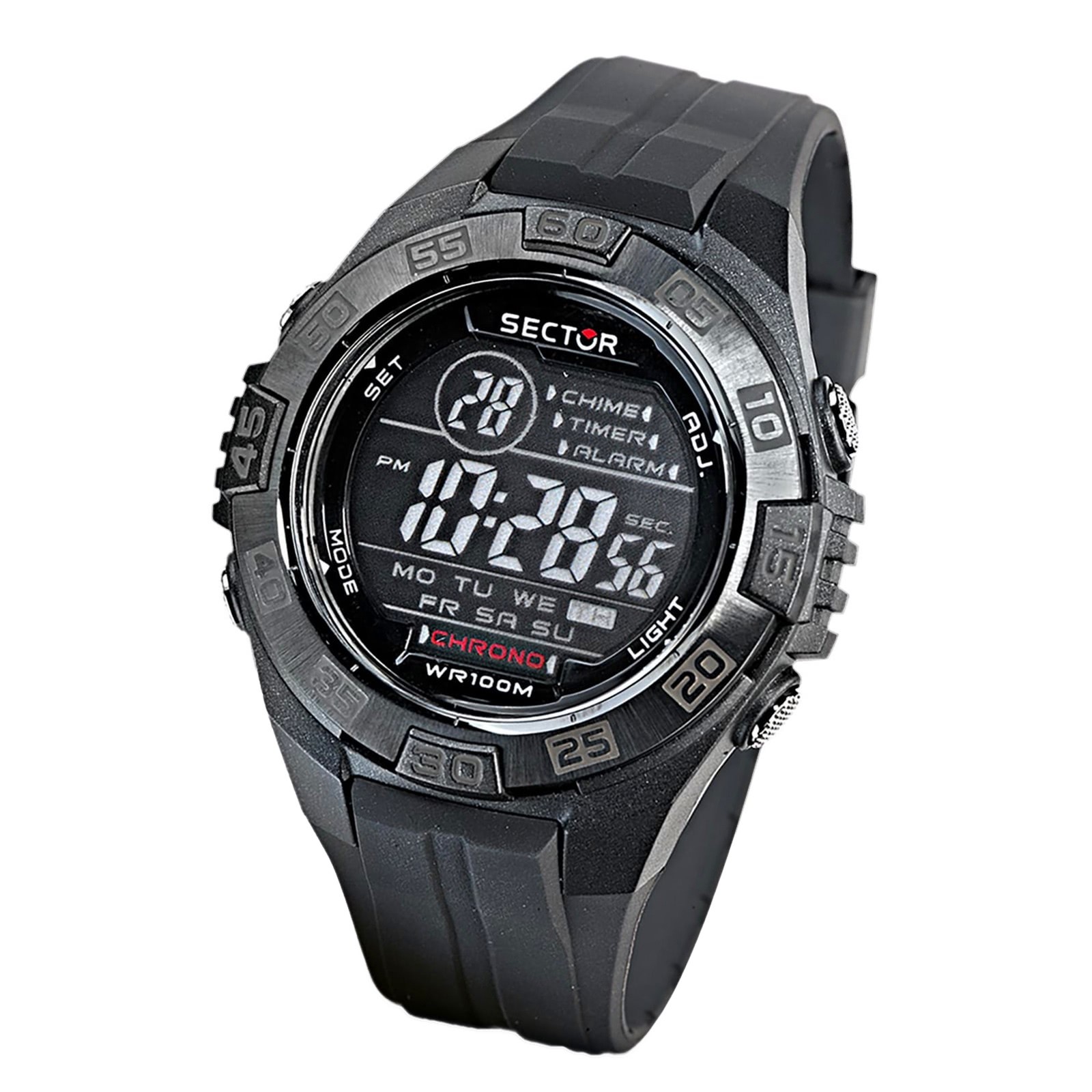 Sector Herren Armbanduhr Digital Chrono PURarmband grau USE51372215