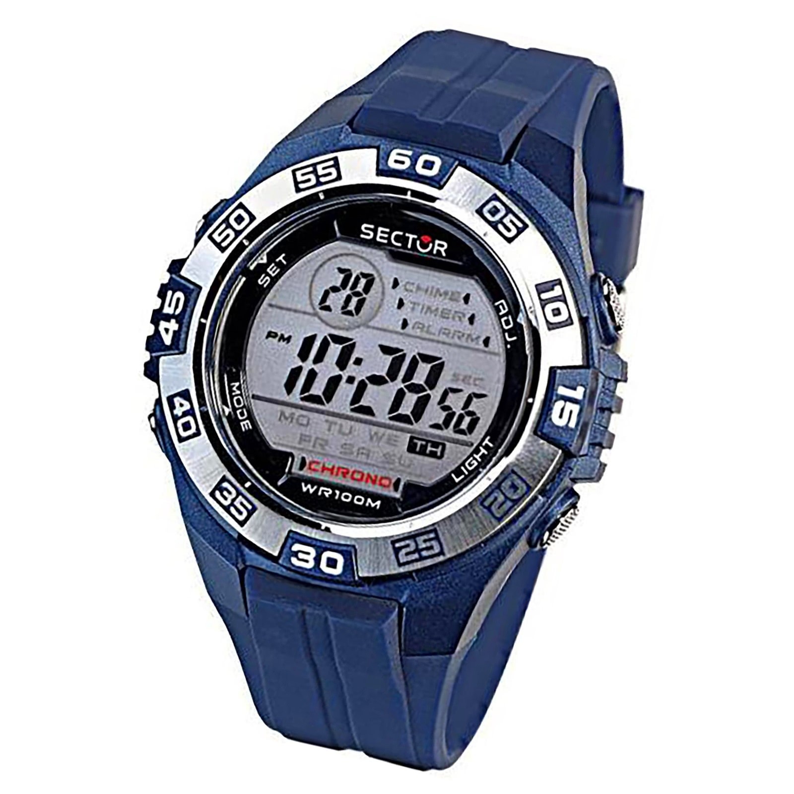 Sector Herren Armbanduhr Digital Chrono PURarmband blau USE51372315