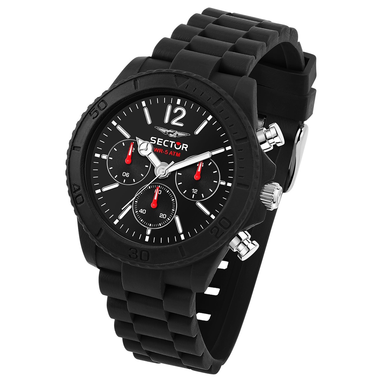 Sector Herren Armbanduhr Multifunktion Silikonband schwarz USE51549001
