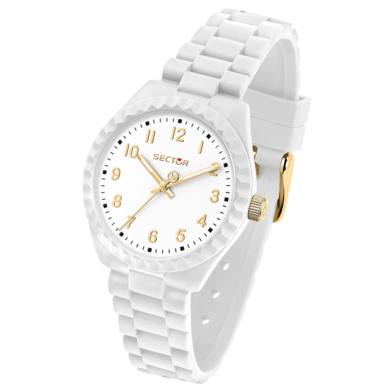 Sector Damen Armbanduhr Analog Silikonarmband weiß USE51549501