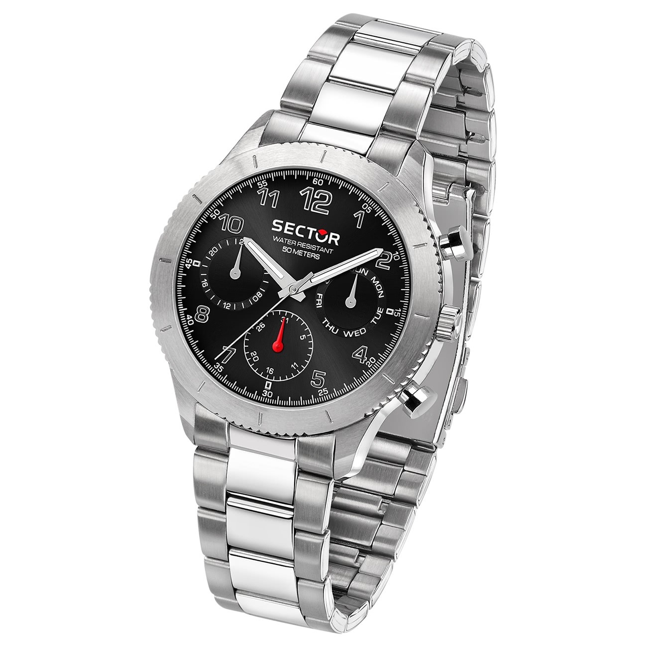 Sector Herren Armbanduhr Multifunkt Edelstahlband silber USE53578015