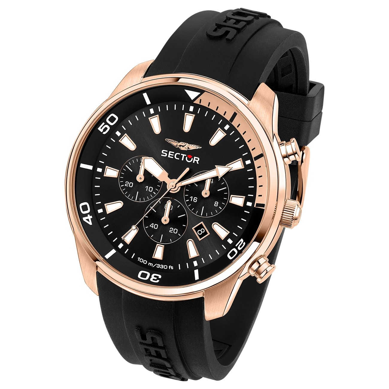Sector Herren Armbanduhr Chrono Silikonarmband schwarz USE71602009