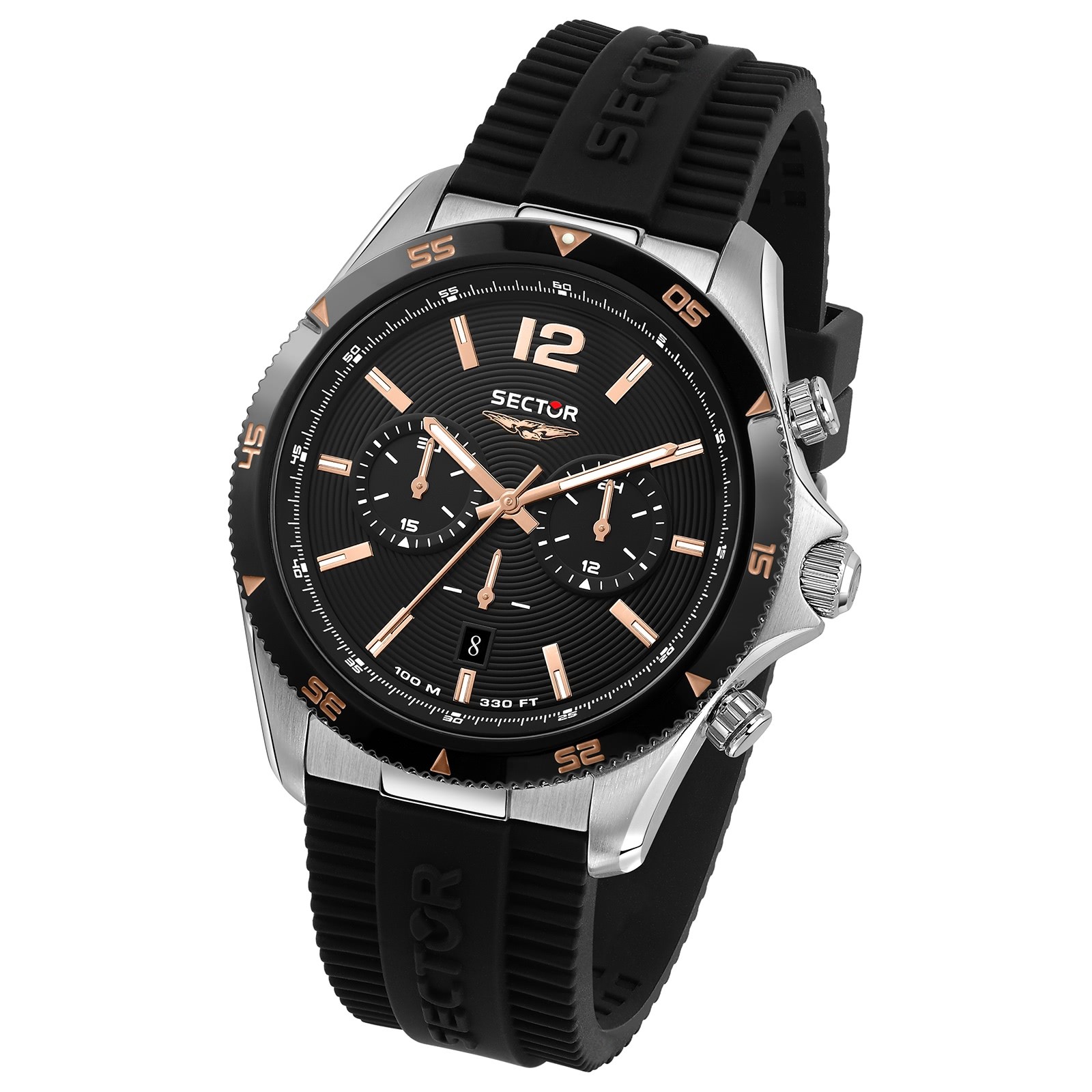 Sector Herren Armbanduhr Chrono Silikonarmband schwarz USE71631002