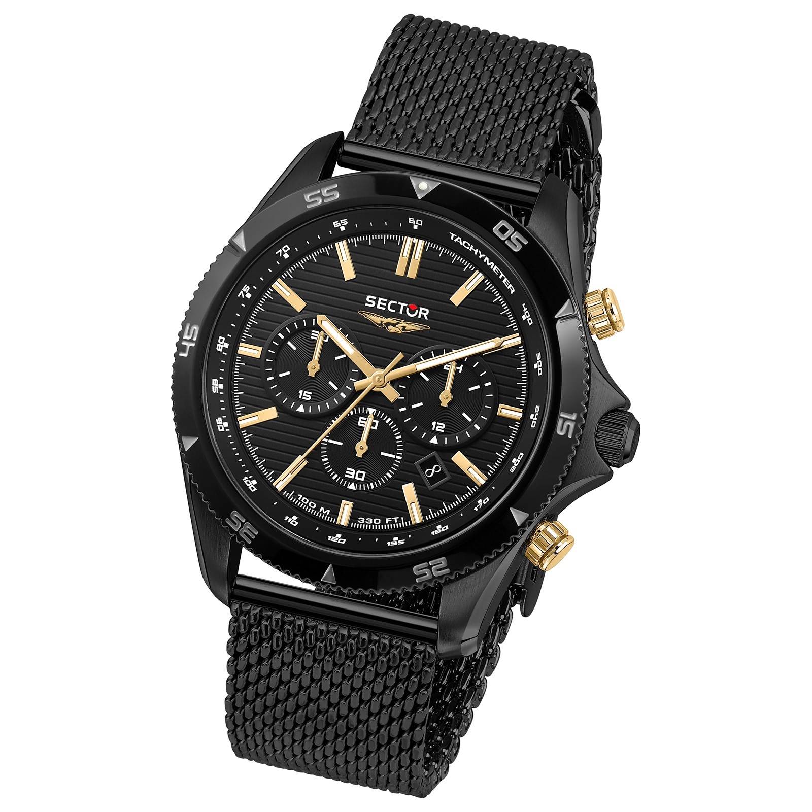Sector Herren Armbanduhr Chrono Edelstahlarmband schwarz USE73631005