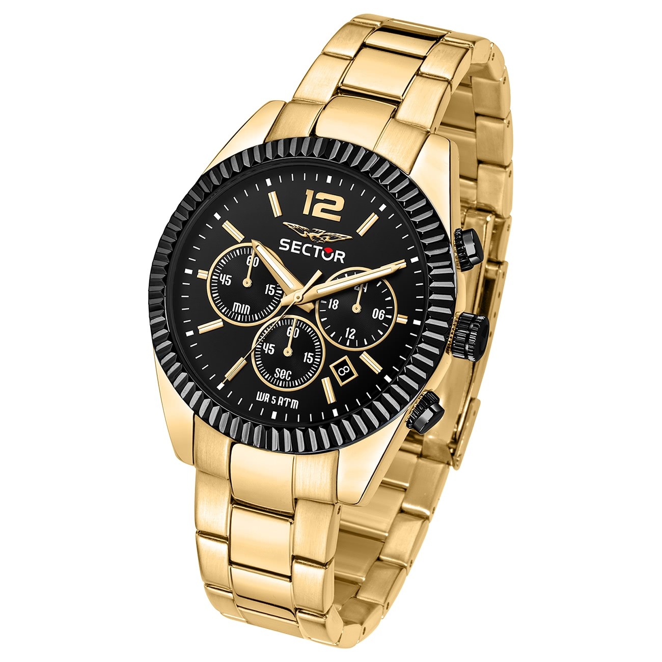 Sector Herren Armbanduhr Chrono Edelstahlarmband gold USE73640027