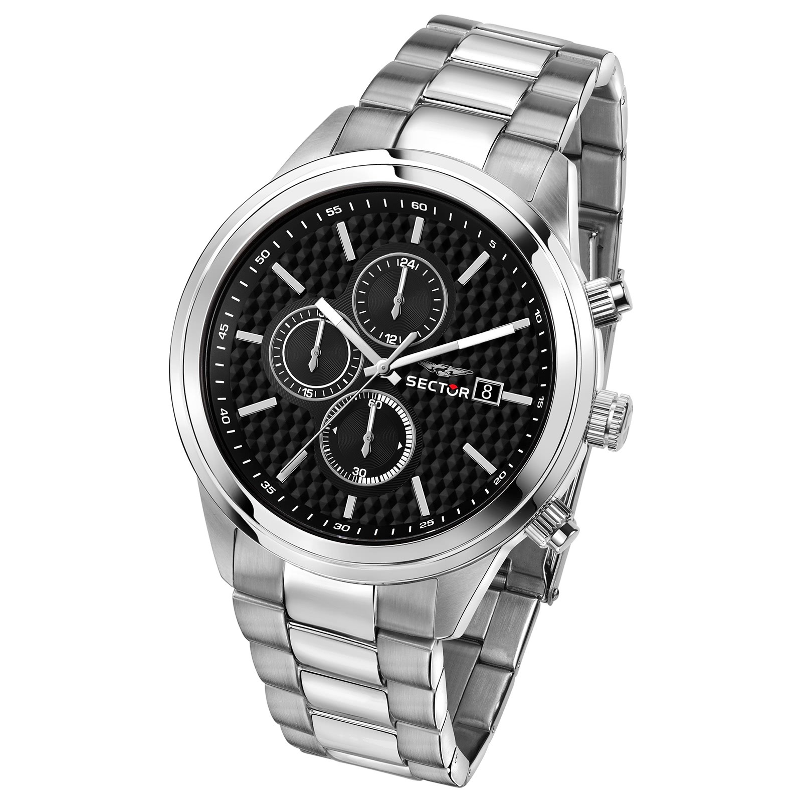 Sector Herren Armbanduhr Chrono Edelstahlarmband silber USE73740002