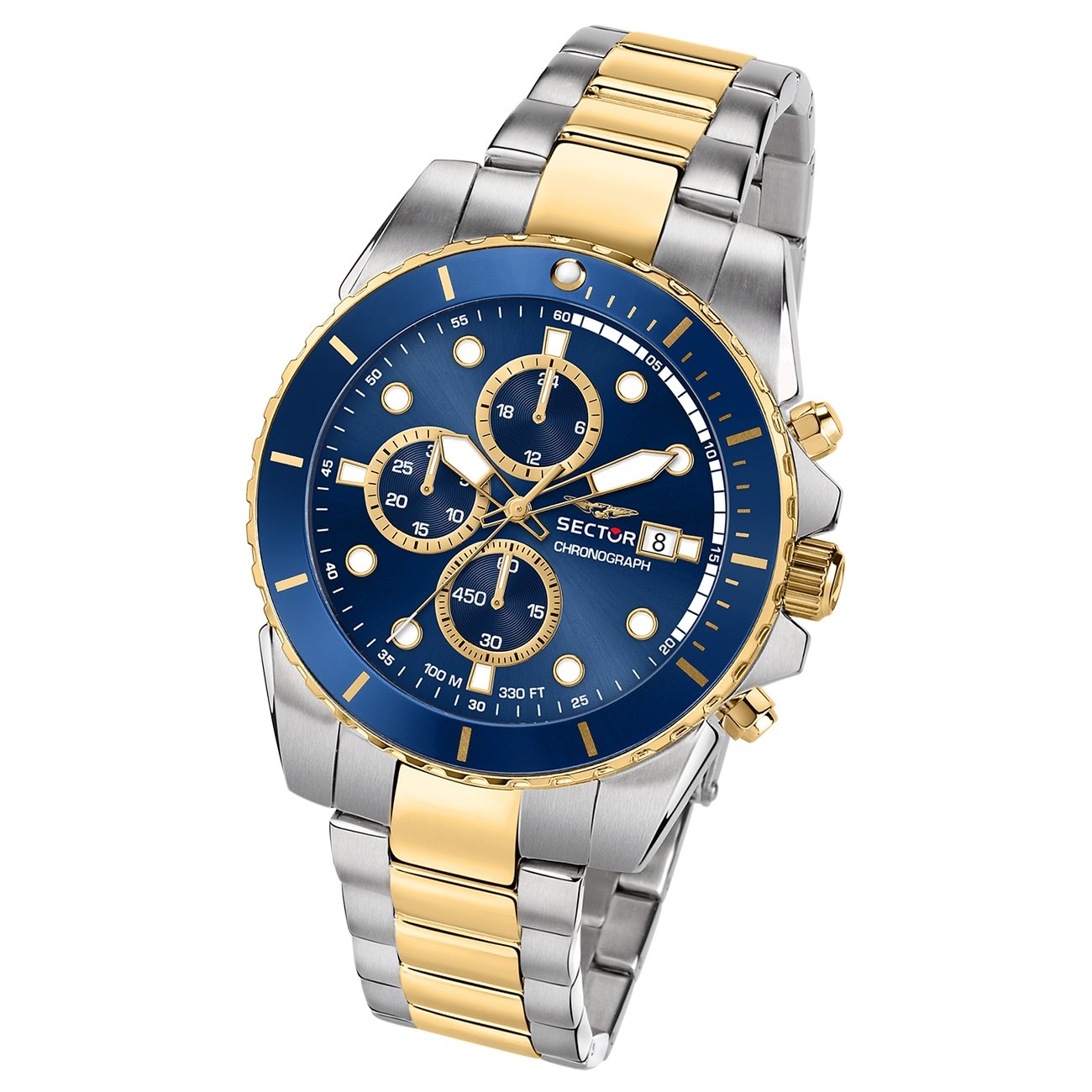 Sector Herren Armbanduhr Chrono Edelstahlarmband gold USE73776001