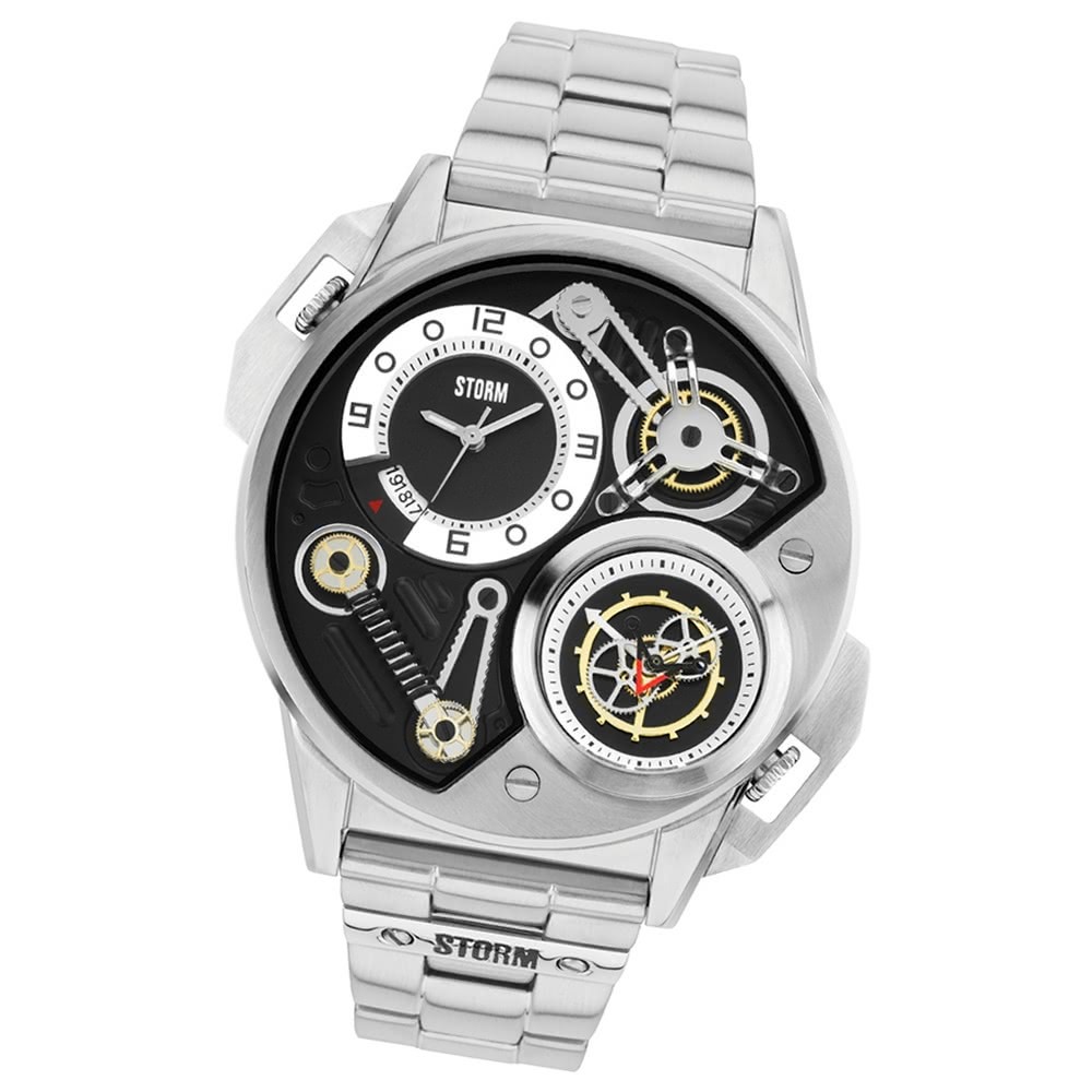 STORM Herrenuhr schwarz Edelstahl Armband Uhr DUALTRON BLACK UST47229/BK