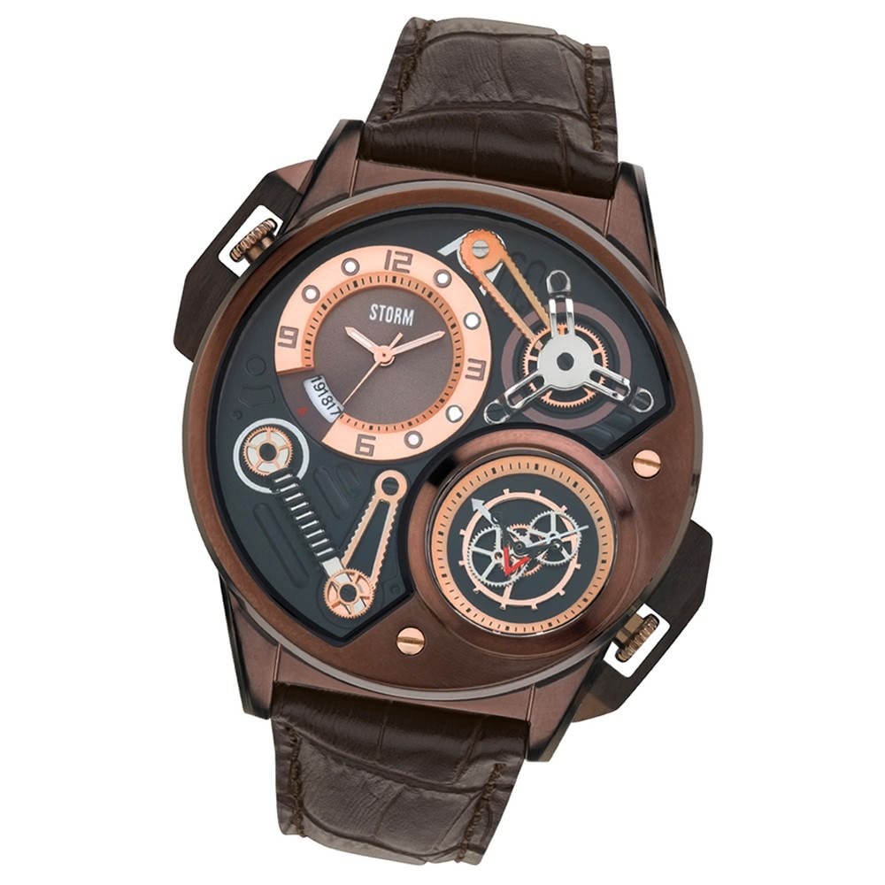 STORM Herrenuhr braun Leder Armband Uhr DUALTRON LHR BROWN UST47239/BR