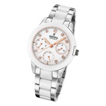 Festina Damen Armbanduhr F20497/1 Edelstahl Keramik silber weiß UF20497/1