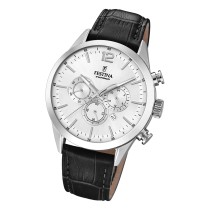 Festina Herren Armbanduhr Timeless Chronograph F20542/1 Leder schwarz UF20542/1