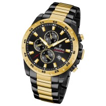 Festina Herrenuhr Chronograph Sport Armbanduhr Edelstahl schwarz gold UF20563/1