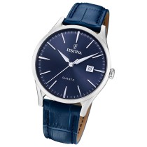 Festina Herrenuhr Klassik Armbanduhr Leder blau UF20688/3