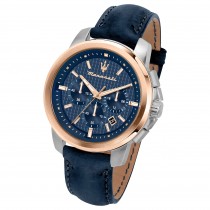 Maserati Herren Armbanduhr SUCCESSO Chrono Leder blau UMAR8871621015