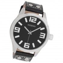 Oozoo Unisex Armbanduhr Timepieces Analog Leder schwarz silber UOC1004A