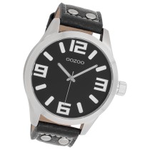 Oozoo Unisex Armbanduhr Timepieces Analog Leder schwarz silber UOC1004A