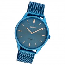 Oozoo Damen Armbanduhr Ultra Slim Quarzwerk Edelstahl blau UOC20007