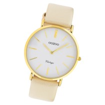 Oozoo Damen Armbanduhr Ultra Slim C9961 Quarzwerk Leder creme UOC9961