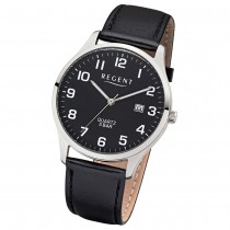 Regent Herren-Armbanduhr 32-1113406 Quarz-Uhr Leder-Armband schwarz UR1113406