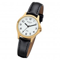 Regent Damen Armbanduhr Analog 2103484 Quarz-Uhr Leder schwarz UR2103484