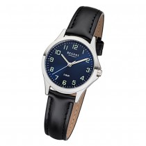 Regent Damen Armbanduhr Analog 2112417 Quarz-Uhr Leder schwarz UR2112417
