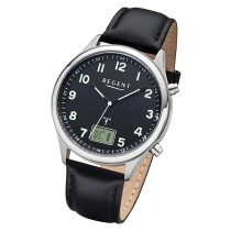 Regent Herren Funkuhr Analog-Digital FR-278 Funk-Uhr Leder schwarz URBA447