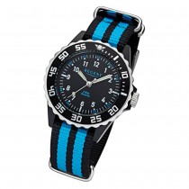 Regent Kinder, Jugend-Armbanduhr 32-F-1126 Quarz-Uhr Textil, Stoff-Armband schwarz blau URF1126