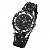 Regent Kinder-Armbanduhr F-317 Quarz-Uhr Textil-Stoff-Armband schwarz URF317