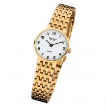 Regent Damen-Armbanduhr F-716 Quarz-Uhr Stahl-Armband gold URF716