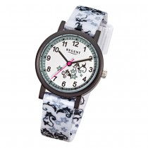 Regent Kinder-Armbanduhr Blumenranke Quarzwerk Textil-Armband weiß URF728