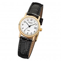 Regent Damen-Armbanduhr F-829 Quarz-Uhr Leder-Armband schwarz URF829